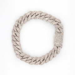 MEN'S CUBAN BAGUETTE DIAMOND BRACELET - 925 SILVER & 6.35 CTW