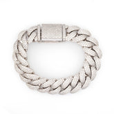 MEN'S CUBAN THREE ROW DIAMOND BRACELET - 10KT WHITE GOLD & 13.75 CTW