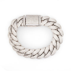 MEN'S CUBAN THREE ROW DIAMOND BRACELET - 10KT WHITE GOLD & 13.75 CTW