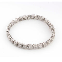 UNISEX TENNIS BAGUETTE DIAMOND BRACELET - 10KT WHITE GOLD & 3.51 CTW