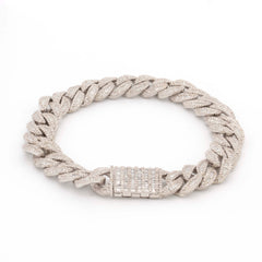 MEN'S CUBAN BAGUETTE DIAMOND BRACELET - 925 SILVER & 6.35 CTW