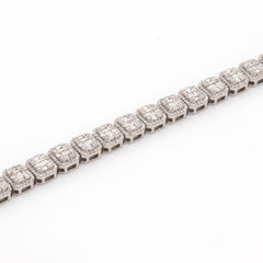 UNISEX TENNIS BAGUETTE DIAMOND BRACELET - 10KT WHITE GOLD & 3.51 CTW