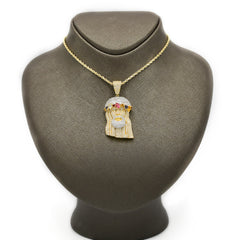 20MM 10k Yellow Gold 5.95CTW Lab Grown Diamond 12.2g Jesus Head Charm Pendant