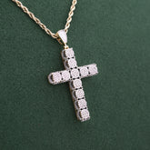 10k Yellow Gold 1CTW Natural Diamond Prong Set Cross Pendant Religious Charm 4.9g