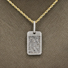 15MM 10k Yellow Gold 2CTW Lab Grown Baguette Diamond 4.9g Dog Tag Mens Pendant
