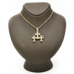 35MM 10k Yellow Gold 1.57CTW Lab Grown Diamond 8.5g Triple Cross Pointer Charm