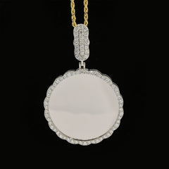 925 Silver 3.54CTW Lab Grown Diamond Picture Charm Curve Edges Pendant 11.4g