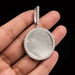 32MM 925 Silver 2.24CTW Lab Grown Diamond 8g Picture Charm Big Pointer Pendant