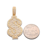 Mens Dollar Sign 3CTW Natural Diamond 10k Gold Baguette/Round Charm 10.1gm Pendant