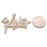 Mens 10k Yellow Gold KING 3.5CTW Natural Diamond Charm Pendant 12.6gms