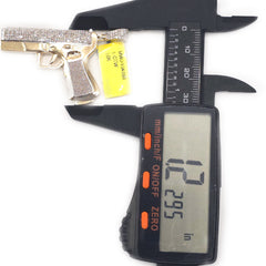 Mens 10k Yellow Gold 1CTW Natural Diamond ICED Hanging Gun Pendant 11.1gms Charm