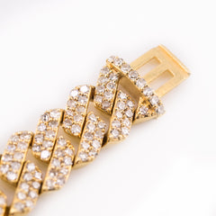 8MM 17.4g 10k Yellow Gold 4.64CTW Natural Diamond Cuban Bracelet 8.25 Inch