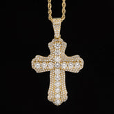 32MM 10k Yellow Gold 6.18CTW Lab Grown Diamond 13.2g Double Layer Cross Charm