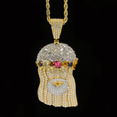 20MM 10k Yellow Gold 5.95CTW Lab Grown Diamond 12.2g Jesus Head Charm Pendant