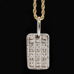 15MM 10k Yellow Gold 2CTW Lab Grown Baguette Diamond 4.9g Dog Tag Mens Pendant