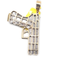Mens 10k Yellow Gold 1CTW Natural Diamond ICED Hanging Gun Pendant 11.1gms Charm