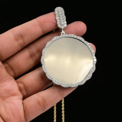 925 Silver 3.54CTW Lab Grown Diamond Picture Charm Curve Edges Pendant 11.4g