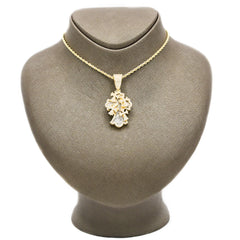 23MM 10k Yellow Gold 3CTW Lab Grown Baguette Diamond 9.7g Cross w/ 4 Cross Charm