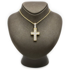 25MM 10k Yellow Gold 2.17CTW Lab Grown Baguette Diamond 10.4g Layer Cross Charm