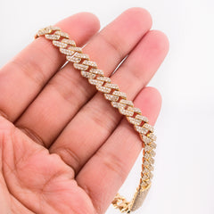 8MM 17.4g 10k Yellow Gold 4.64CTW Natural Diamond Cuban Bracelet 8.25 Inch