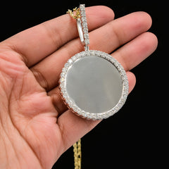 37MM 925 Silver 3.35CTW Lab Grown Diamond 11.3g Picture Charm Big Pointer