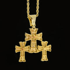 35MM 10k Yellow Gold 1.57CTW Lab Grown Diamond 8.5g Triple Cross Pointer Charm