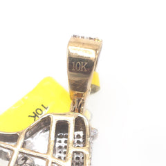 Mens 10k Yellow Gold 1CTW Natural Diamond ICED Hanging Gun Pendant 11.1gms Charm