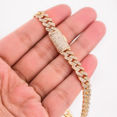 8MM 17.4g 10k Yellow Gold 4.64CTW Natural Diamond Cuban Bracelet 8.25 Inch