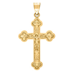 10kt Yellow Gold Mens Crucifix Cross Religious Charm Pendant