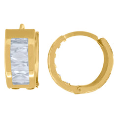 10kt Yellow Gold Womens Cubic-Zirconia Hoop Earrings