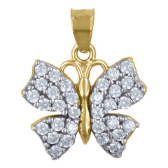 10kt Yellow Gold Womens Cubic-Zirconia Butterfly Insect Wildlife Charm Pendant