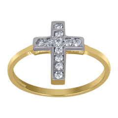10kt Two-Tone Gold Womens Cubic-Zirconia Cross Religious Rings