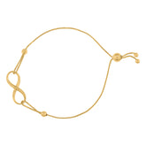 14Kt Yellow Gold Womens Heart & Infinity Charm Adjustable Bolo Bracelet Size 9 Inches