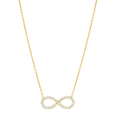 14Kt Yellow Gold Womens Cubic Zirconia Love Infinity Charm Pendant