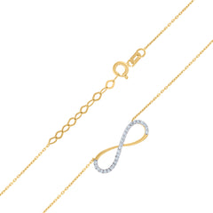 14Kt Two-Tone Gold Womens Cubic Zirconia Love Infinity Charm Pendant