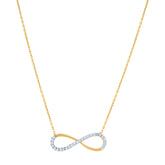 14Kt Two-Tone Gold Womens Cubic Zirconia Love Infinity Charm Pendant