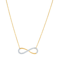 14Kt Two-Tone Gold Womens Cubic Zirconia Love Infinity Charm Pendant