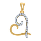 14Kt Two-Tone Gold Womens Cubic-Zirconia Heart Charm Pendant