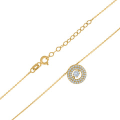 14Kt Yellow Gold Womens Sparkling Cubic Zirconia Circle Charm Pendant