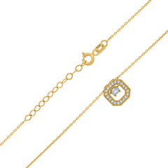 14Kt Yellow Gold Womens Sparkling Cubic Zirconia Hexagon Charm Pendant