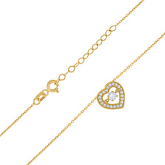 14Kt Yellow Gold Womens Sparkling Cubic Zirconia Heart Charm Pendant