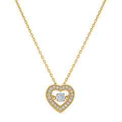 14Kt Yellow Gold Womens Sparkling Cubic Zirconia Heart Charm Pendant