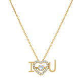 14Kt Yellow Gold Womens Sparkling Cubic Zirconia I Love You Charm Pendant