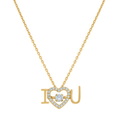 14Kt Yellow Gold Womens Sparkling Cubic Zirconia I Love You Charm Pendant
