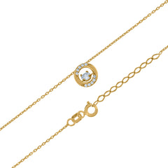 14Kt Yellow Gold Womens Sparkling Cubic Zirconia Circle Charm Pendant