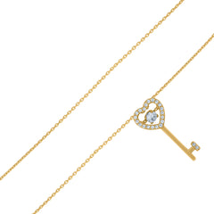 14Kt Yellow Gold Womens Sparkling Cubic Zirconia Key To My Heart Charm Pendant