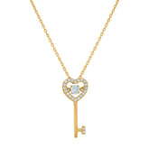 14Kt Yellow Gold Womens Sparkling Cubic Zirconia Key To My Heart Charm Pendant