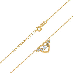 14Kt Yellow Gold Womens Sparkling Cubic Zirconia Heart With Angel Wings Charm Pendant
