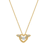 14Kt Yellow Gold Womens Sparkling Cubic Zirconia Heart With Angel Wings Charm Pendant