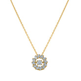 14Kt Yellow Gold Womens Baguette And Round Sparkling Cubic Zirconia Circle Charm Pendant